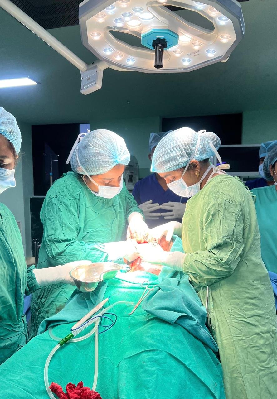 Surgical team during a safe delivery procedure